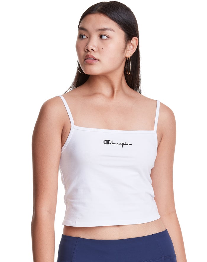 Champion Cropped Cami - Naisten Valkoinen T-Paita - Suomi 8074532-GM